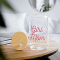 Girl Mom Sipper Glass - 16oz Heart Pattern Bamboo Lid Straw Cup