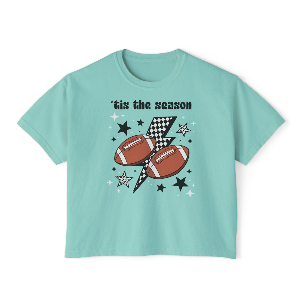 "'Tis The Season Football" Graphic Women's Boxy Tee