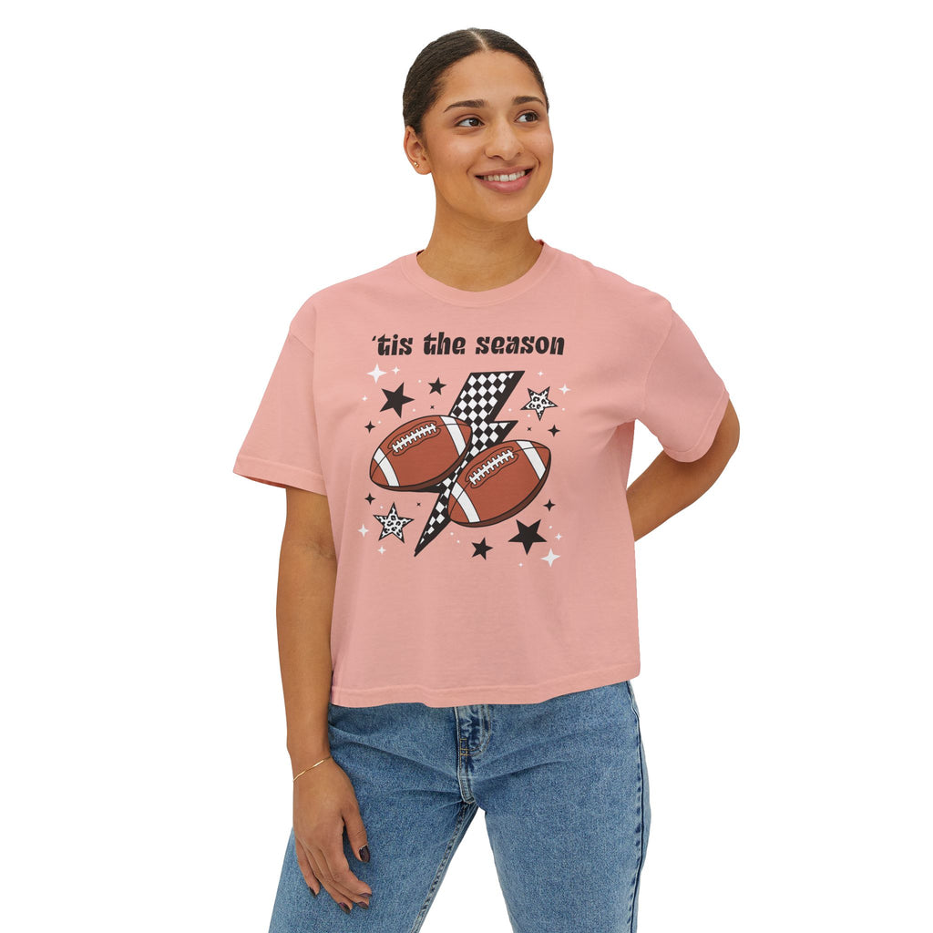 "'Tis The Season Football" Graphic Women's Boxy Tee