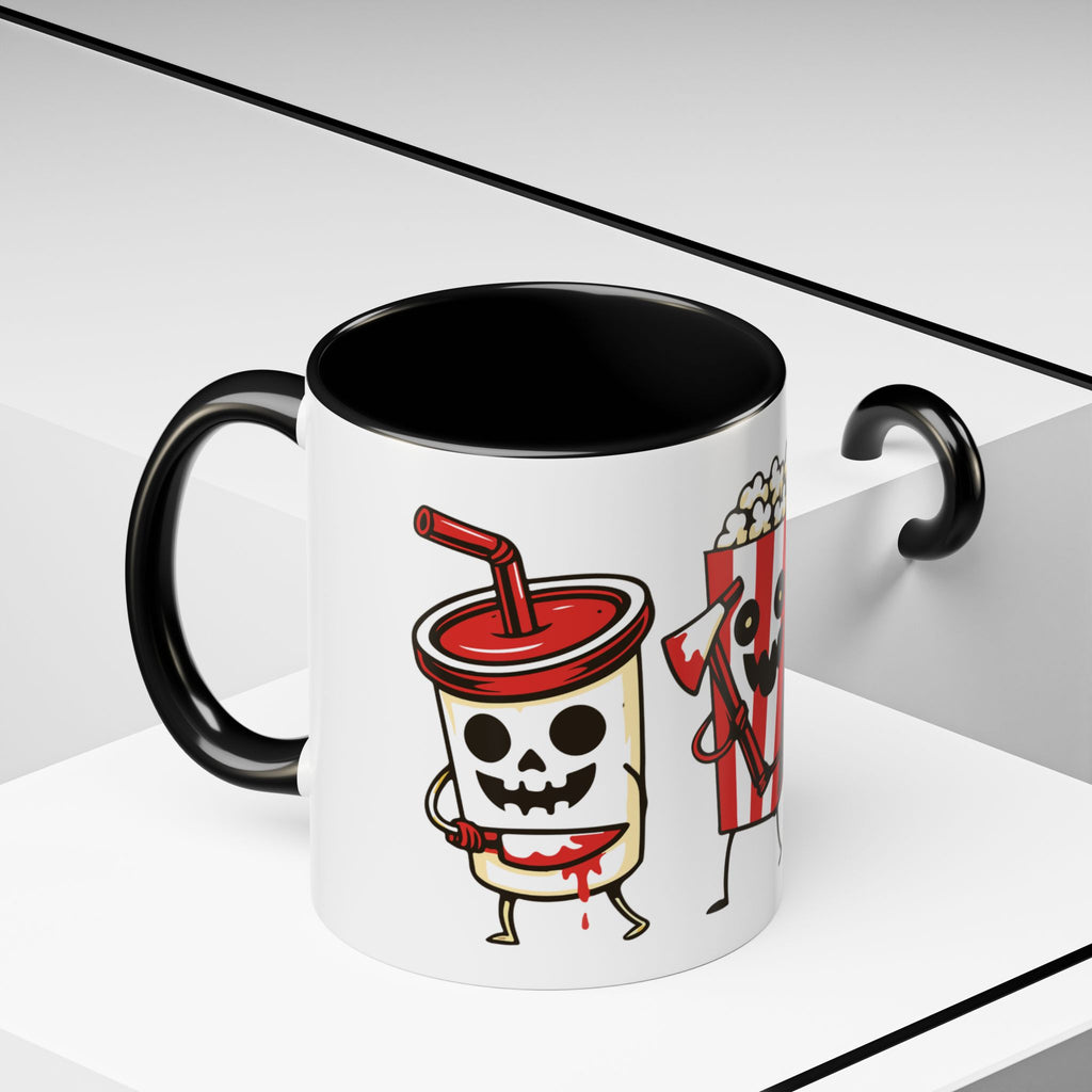 Horror Snack Squad Coffee Mug — Cute Killer Popcorn & Hotdog Accent Mug (11/15oz)