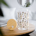 Ghost Pattern Sipper Glass — 16oz Cute Halloween Ghosts & Skulls Drink Tumbler