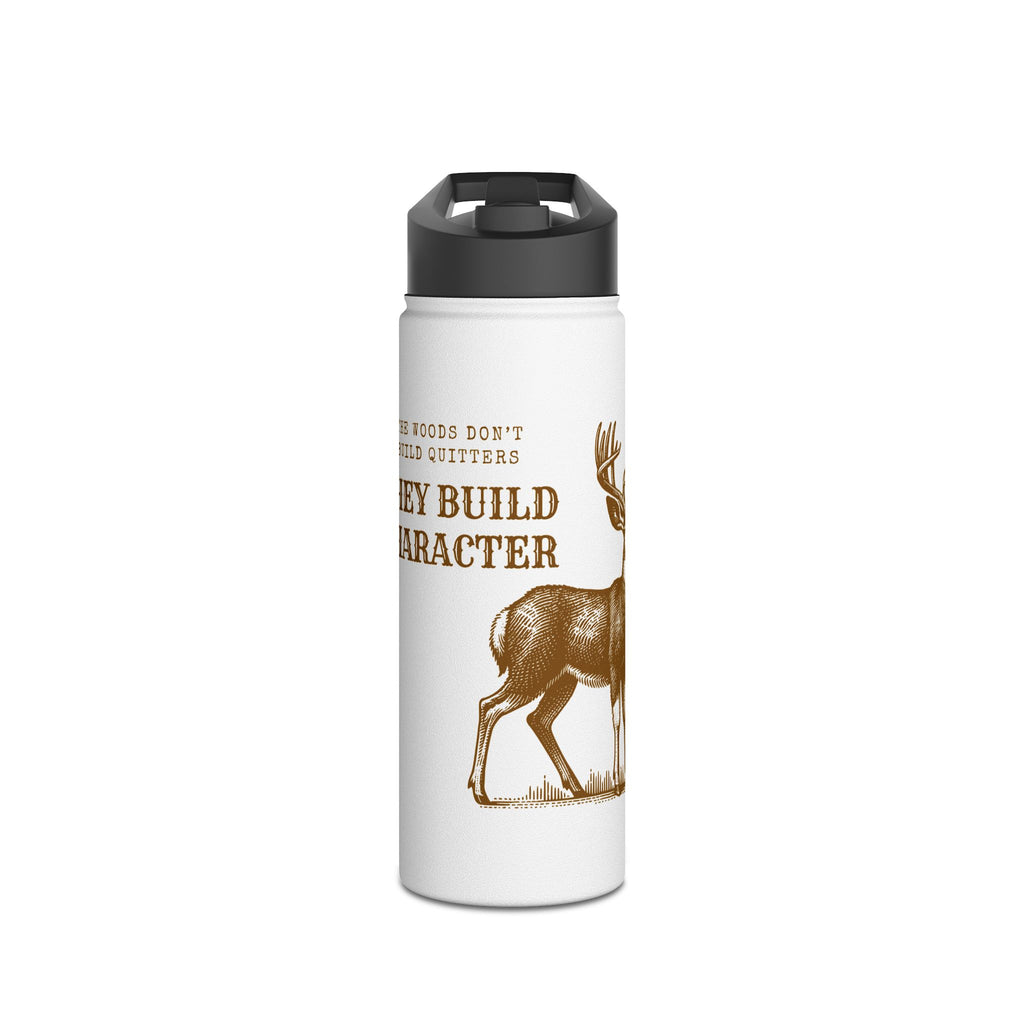 Deer Hunting Stainless Steel Water Bottle – "Hooded Woods Build Character" Insulated Flask