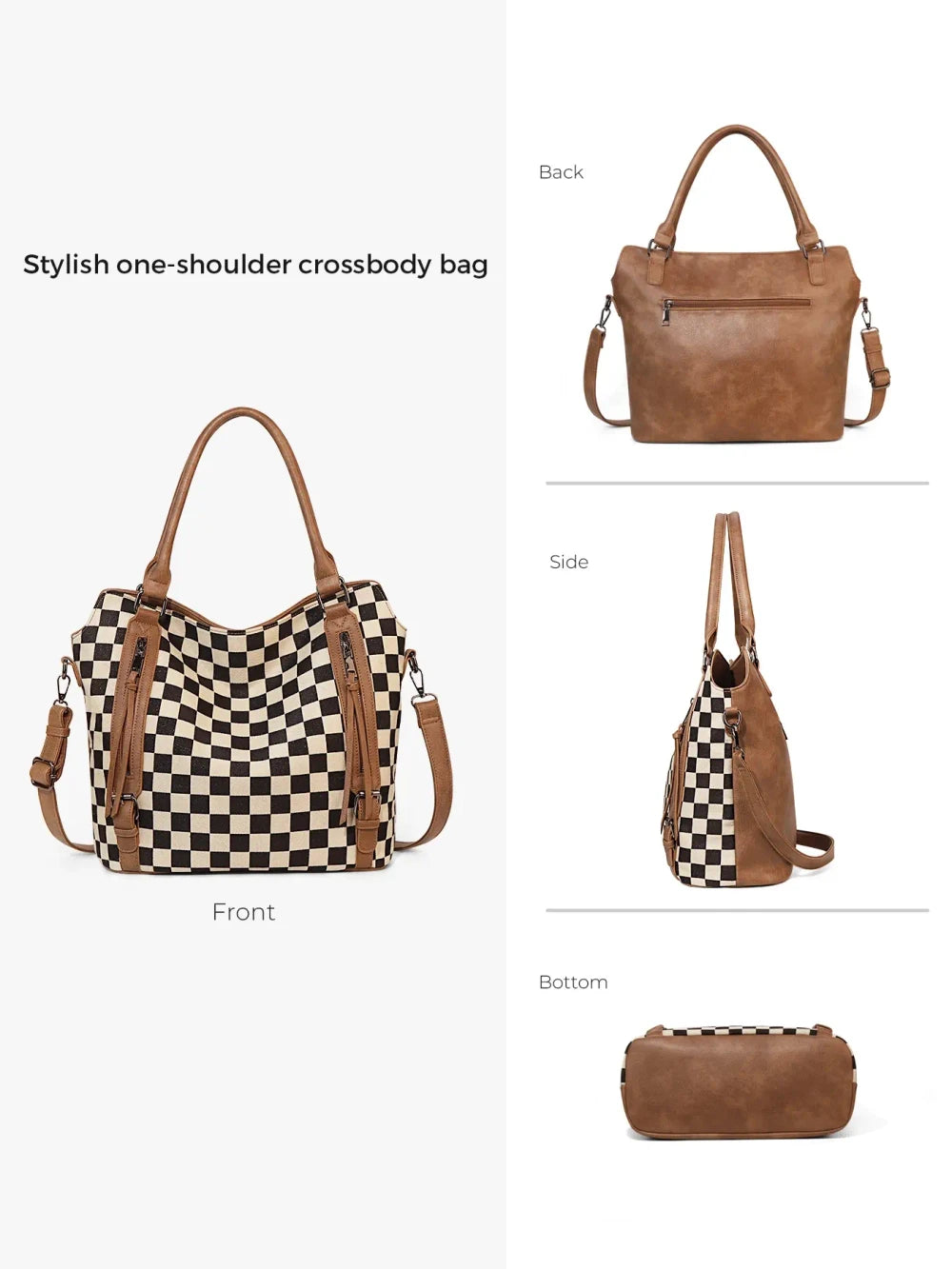 Plaid Retro Commuter Handbag Set