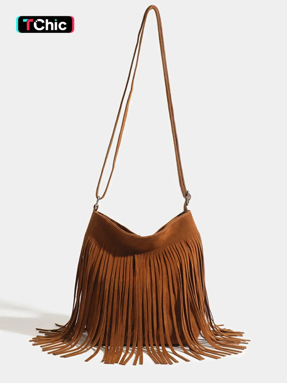Fringe Suede Boho Hobo Bag