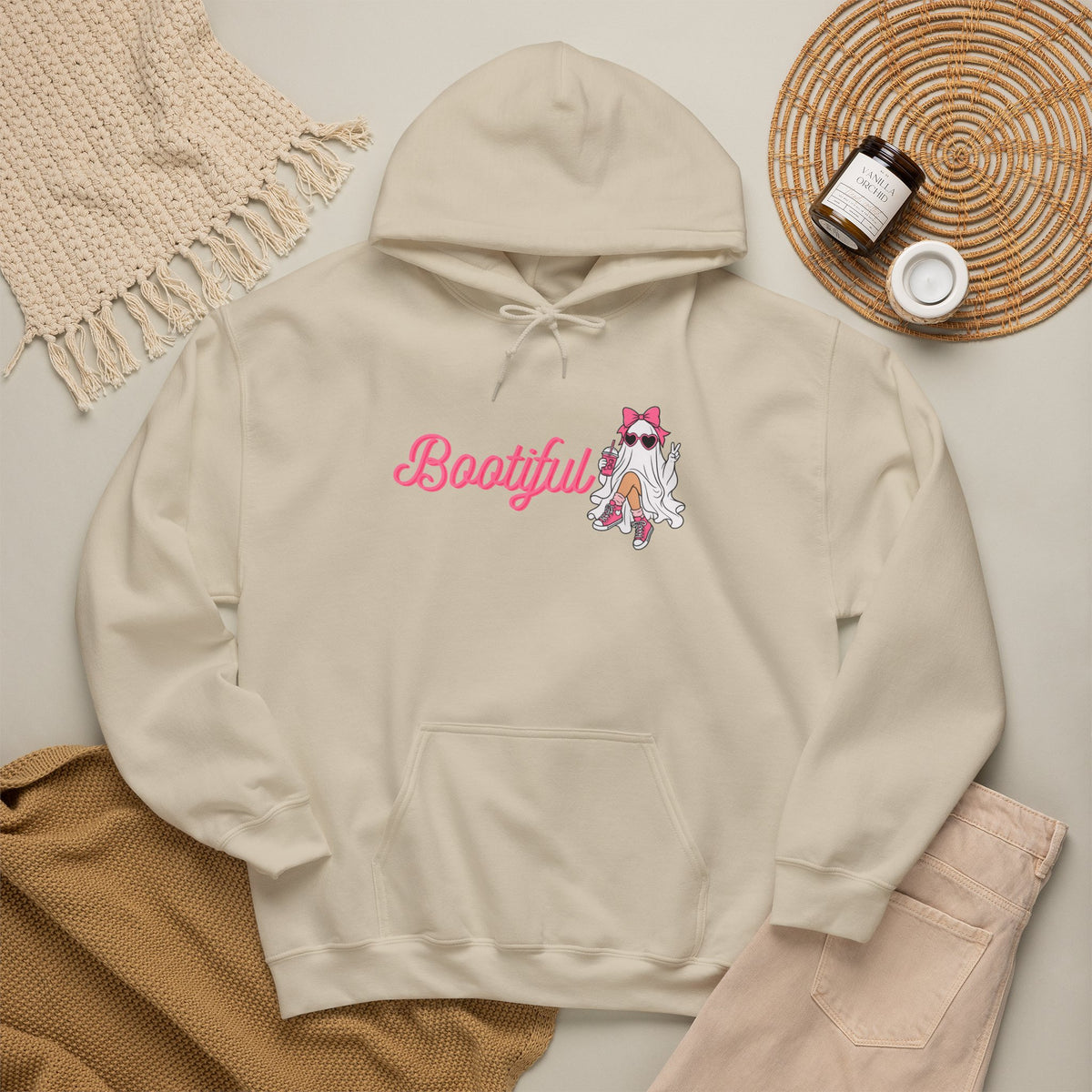 Bootyful Cat Graphic Hoodie — Cute Pink Kitty Design