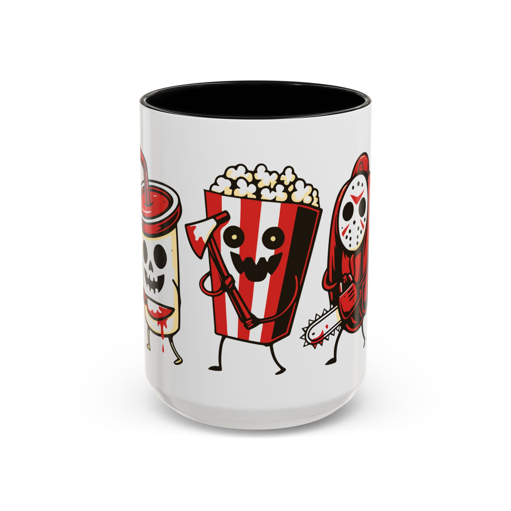 Horror Snack Squad Coffee Mug — Cute Killer Popcorn & Hotdog Accent Mug (11/15oz)