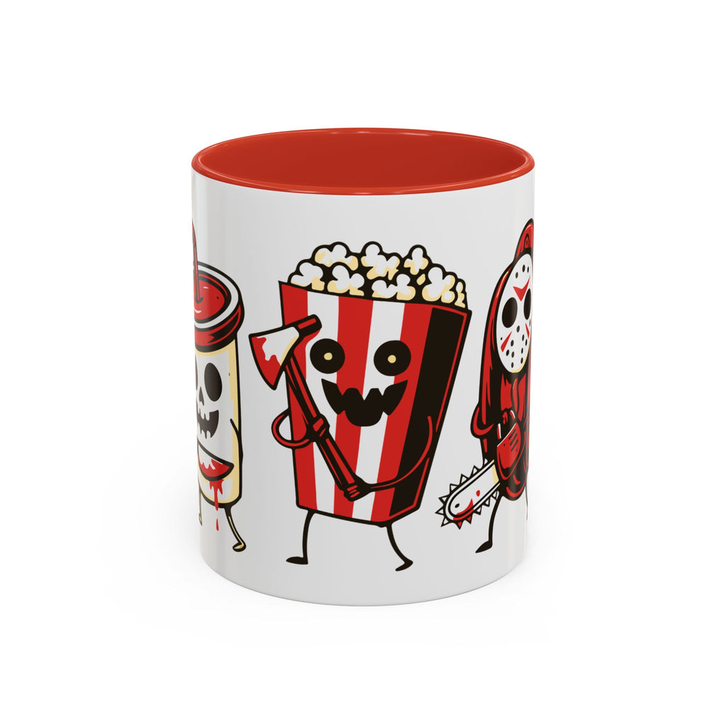 Horror Snack Squad Coffee Mug — Cute Killer Popcorn & Hotdog Accent Mug (11/15oz)