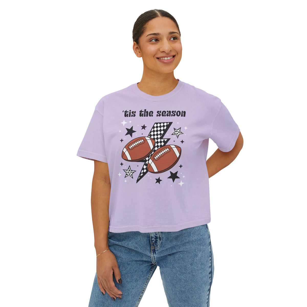 "'Tis The Season Football" Graphic Women's Boxy Tee