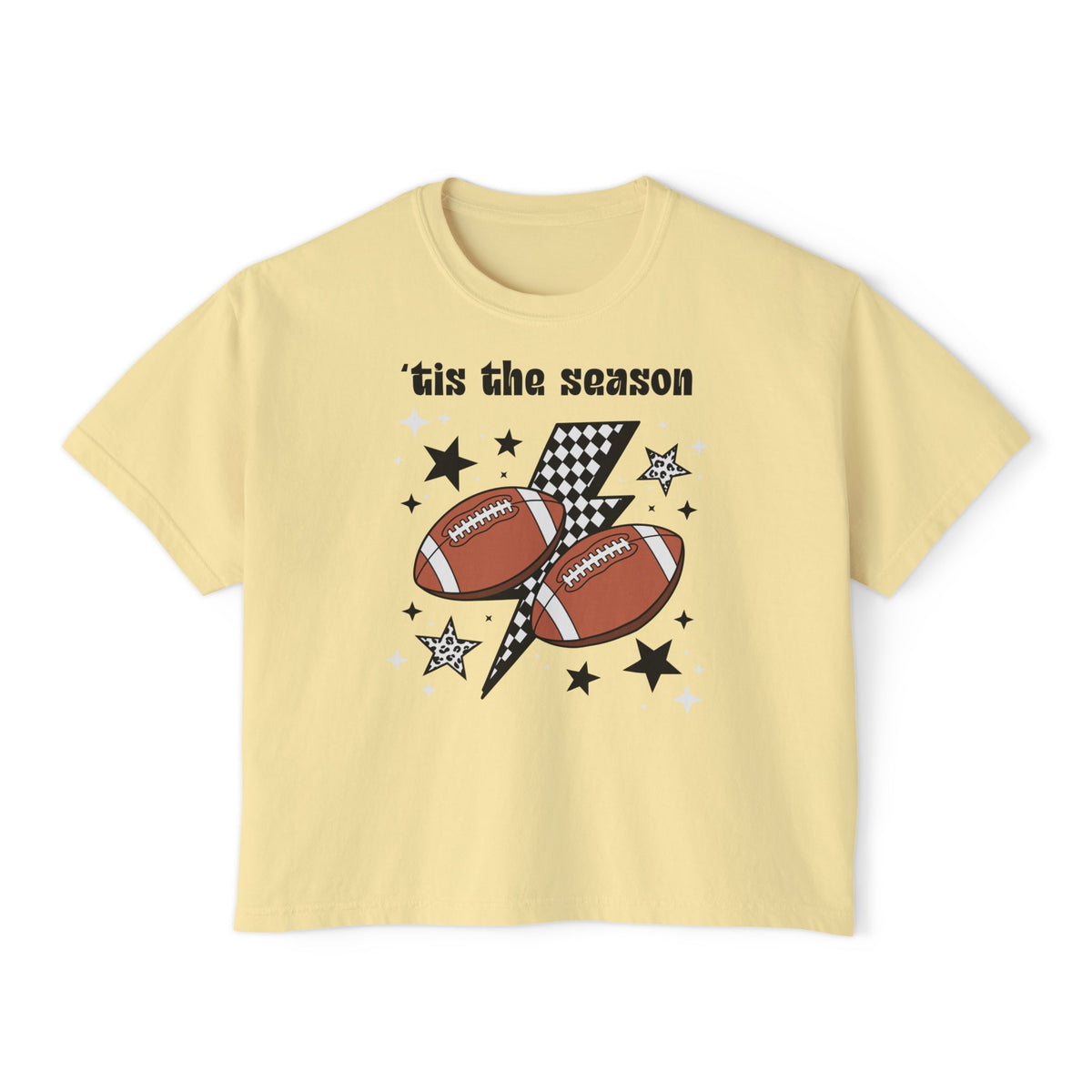 "'Tis The Season Football" Graphic Women's Boxy Tee