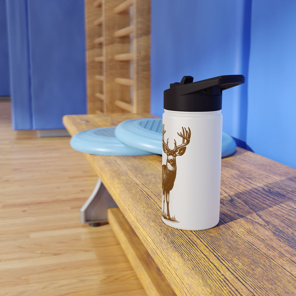 Deer Hunting Stainless Steel Water Bottle – "Hooded Woods Build Character" Insulated Flask
