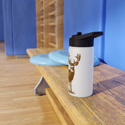 Deer Hunting Stainless Steel Water Bottle – "Hooded Woods Build Character" Insulated Flask