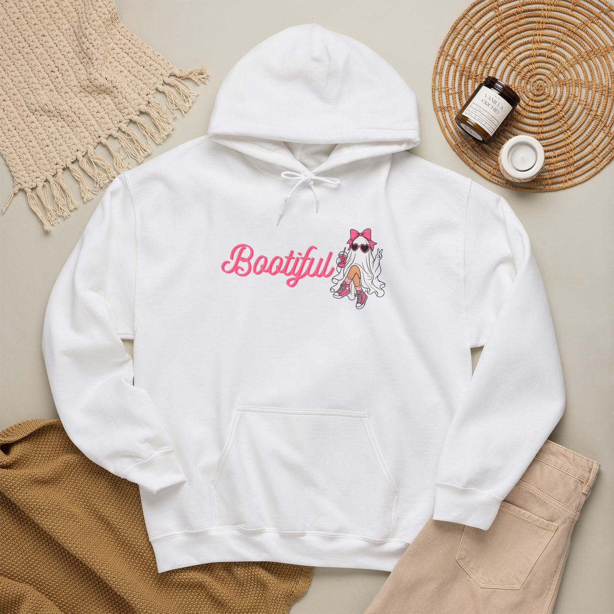 Bootyful Cat Graphic Hoodie — Cute Pink Kitty Design