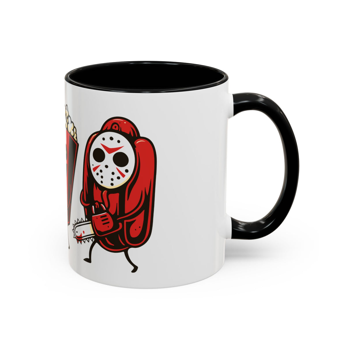 Horror Snack Squad Coffee Mug — Cute Killer Popcorn & Hotdog Accent Mug (11/15oz)