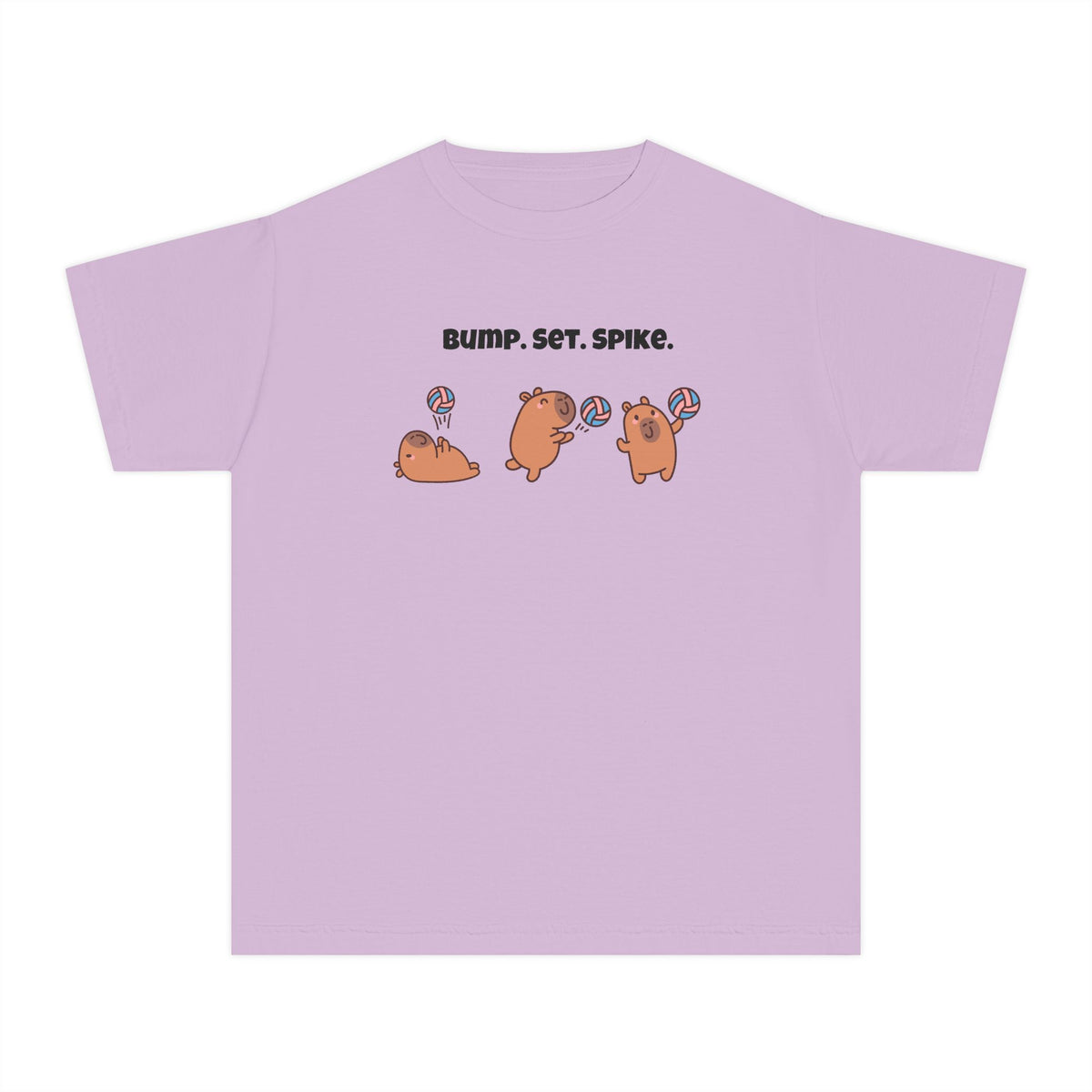 Youth Volleyball Capybara Tee - "Bump. Set. Spike." Kids Volleyball T-Shirt