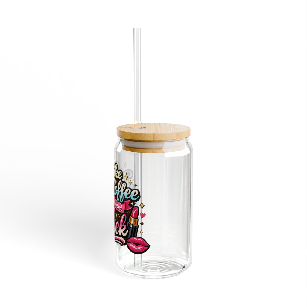 Sipper Glass — "I Like Iced Coffee and the Word F*ck" 16oz Clear Tumbler with Straw