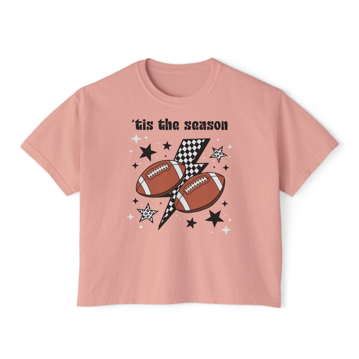 "'Tis The Season Football" Graphic Women's Boxy Tee