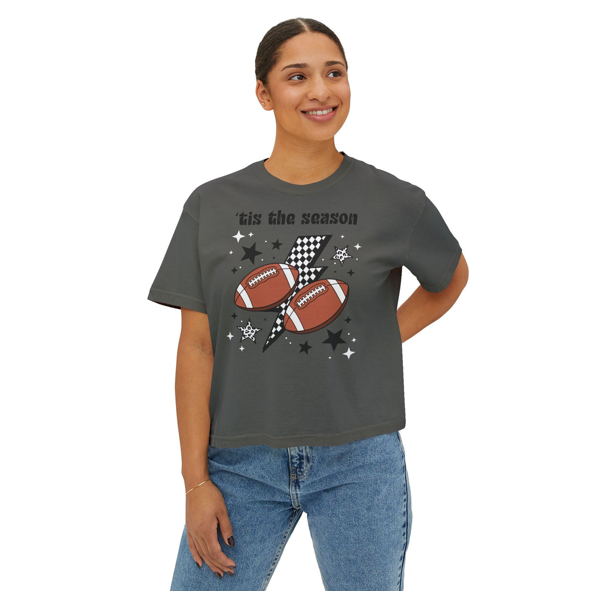 "'Tis The Season Football" Graphic Women's Boxy Tee