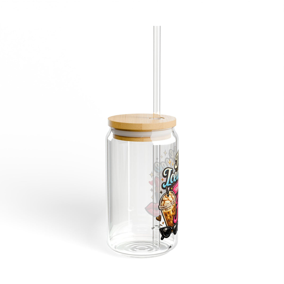 Sipper Glass — "I Like Iced Coffee and the Word F*ck" 16oz Clear Tumbler with Straw