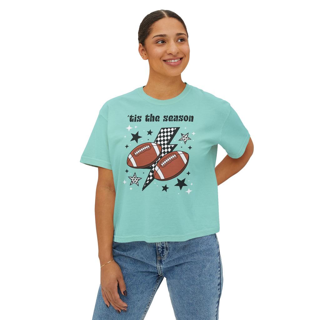 "'Tis The Season Football" Graphic Women's Boxy Tee